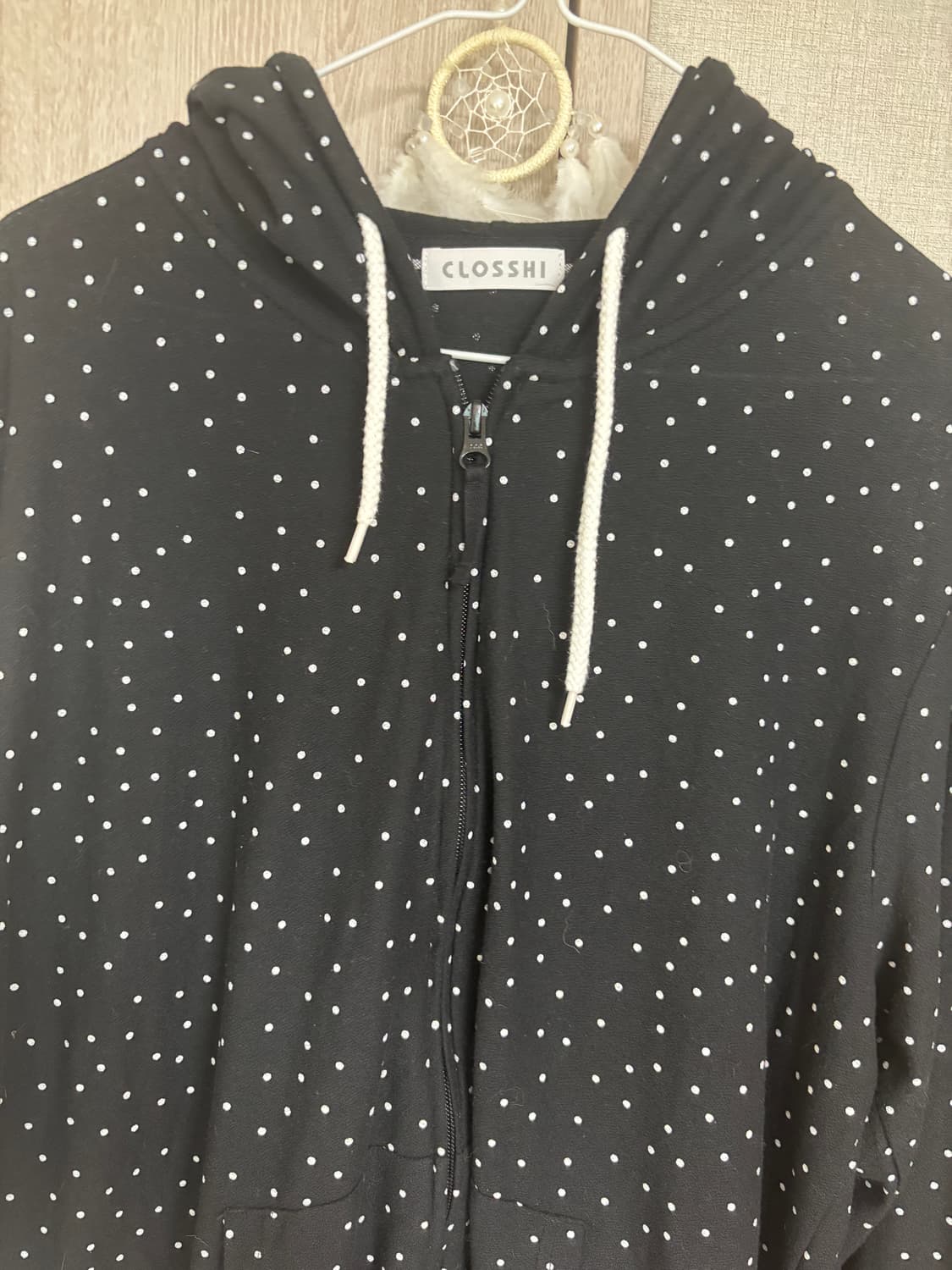 마루 빈티지 블랙 도트 여름 후드집업 상품이미지3