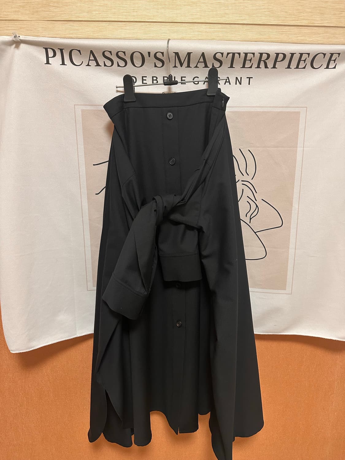 Orr 플레어 랩 스커트 블랙 상품이미지1