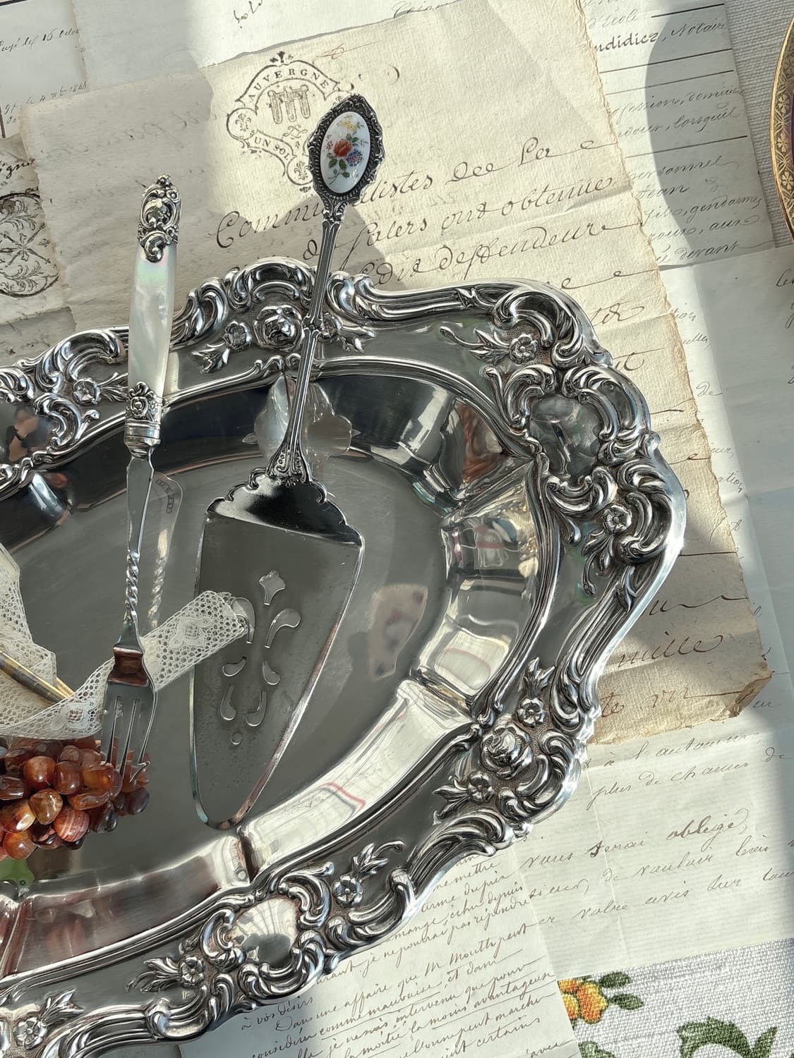 Towle Old Master 패턴 실버플레이트 오벌 트레이 상품이미지2