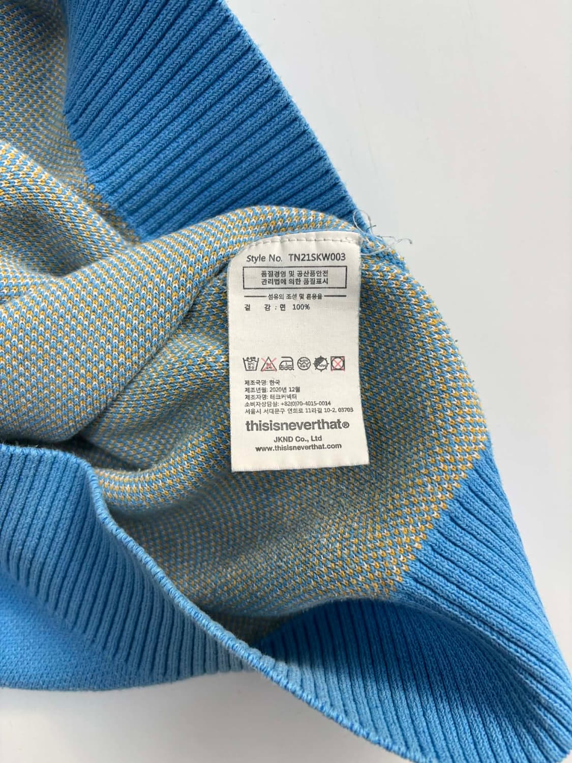 디스이즈네버뎃 T로고 크루넥 맨즈라인 코튼 니트(L) 상품이미지5