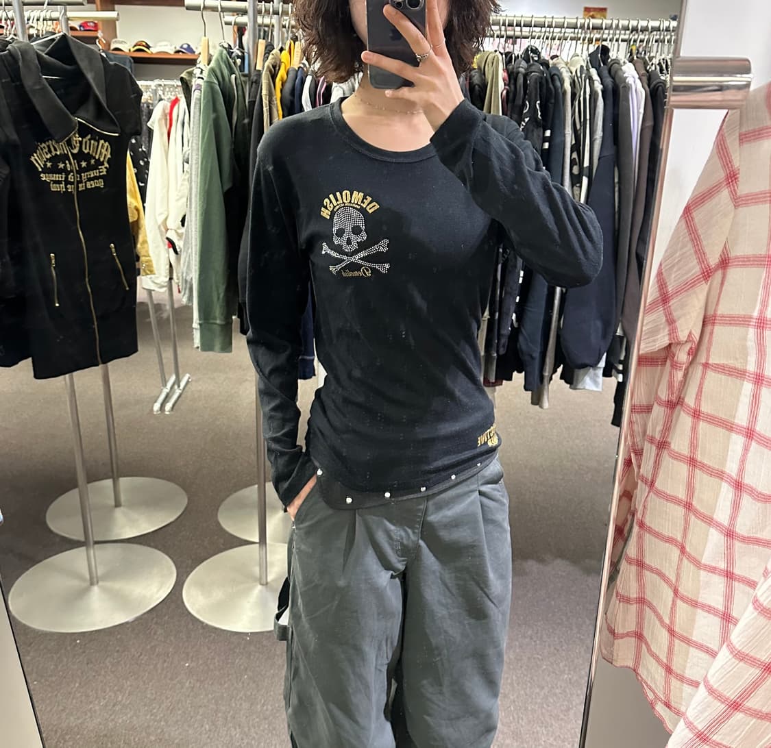 L)Japanese vintage 여성 스컬 큐빅 롱슬리브 상품이미지1