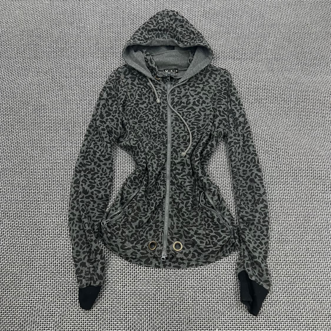 빈티지 레오파드 셔링 후드집업 상품이미지1