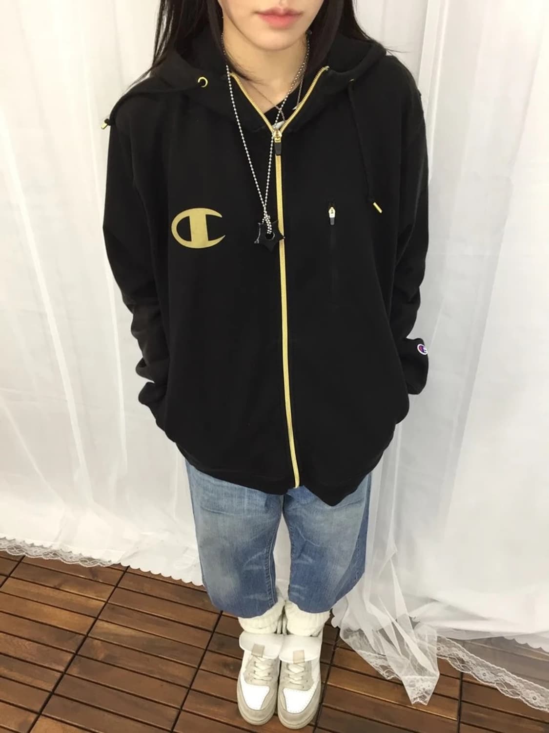 Champion Black Gold Zip Hoodie 상품이미지3