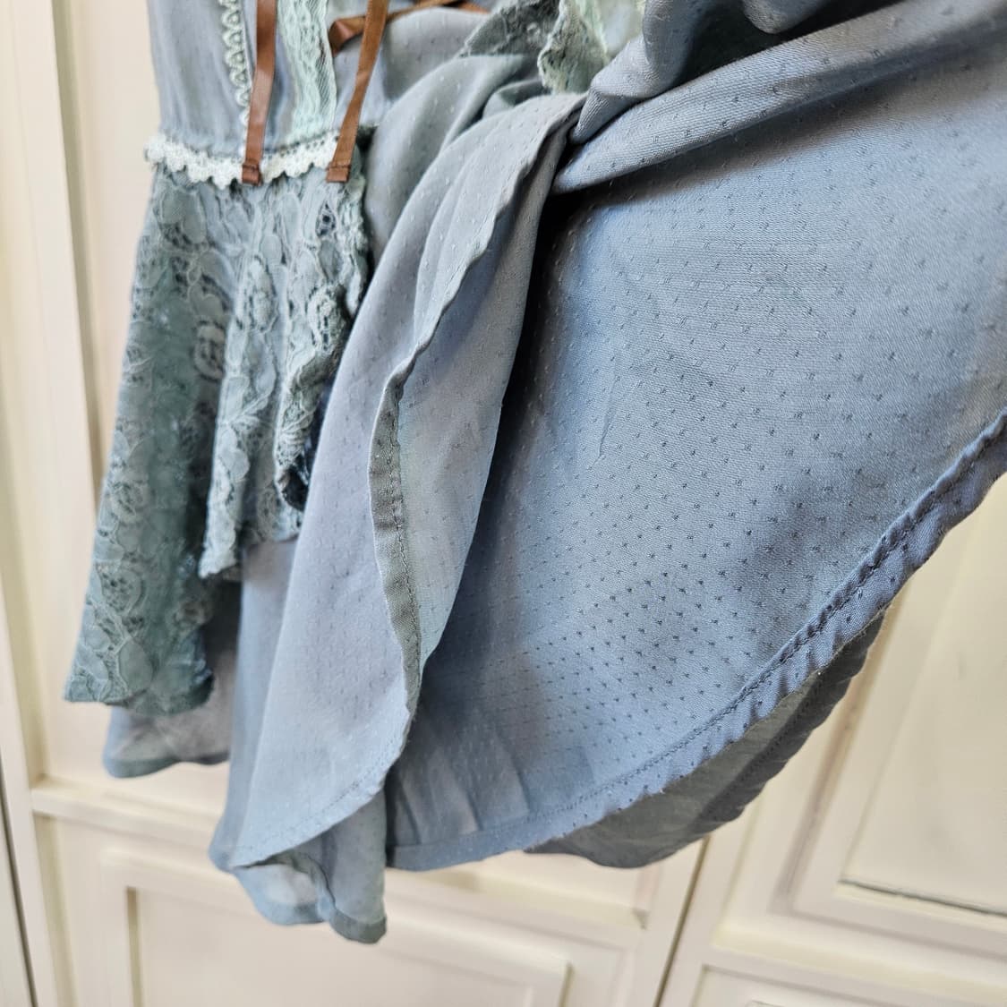 (Axes Femme) 민트블루 레이스 코르셋 리본 원피스 상품이미지7