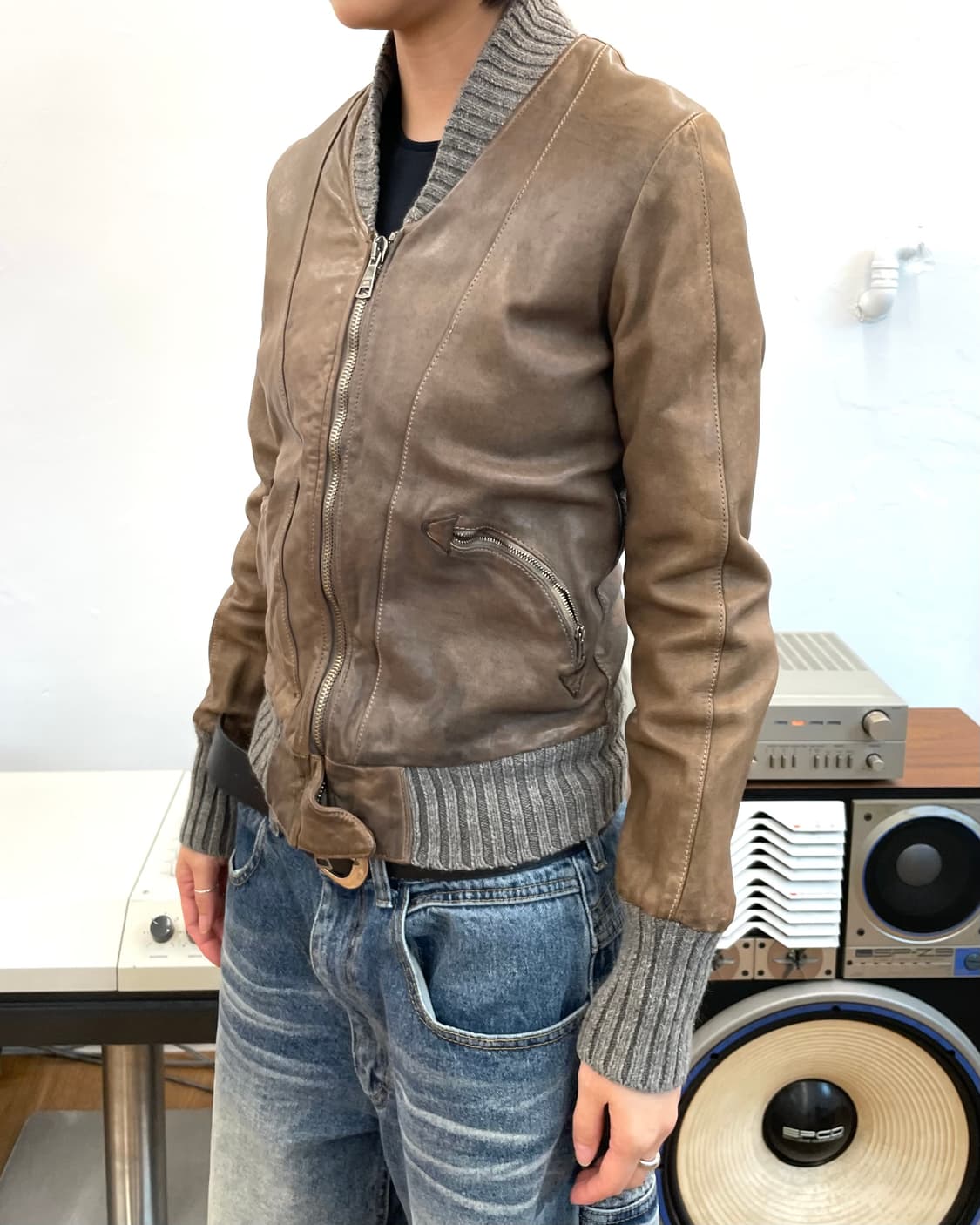 [40] 조르지오브라토 레더 블루종 자켓 상품이미지3