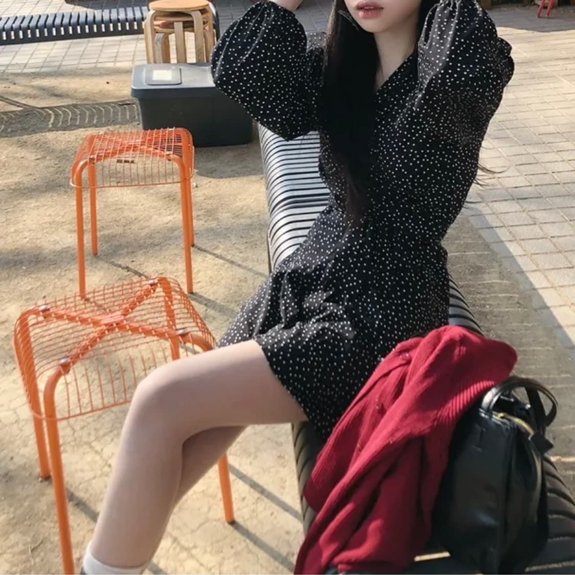 셔링도트 원피스 상품이미지1