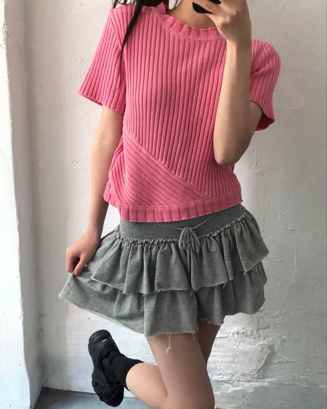 Matin Kim 마뗑킴 핑크 니트 팬던트 티셔츠 상품이미지7
