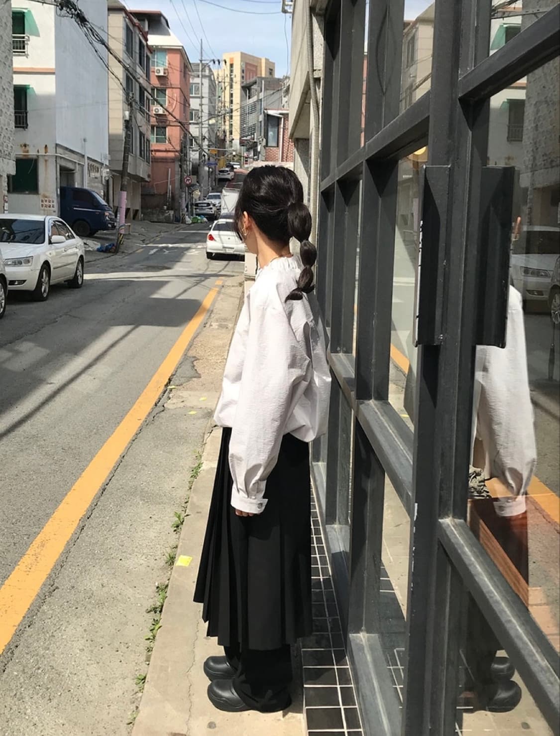 미닝아웃 펄슨 스트링 코튼 블라우스 상품이미지3