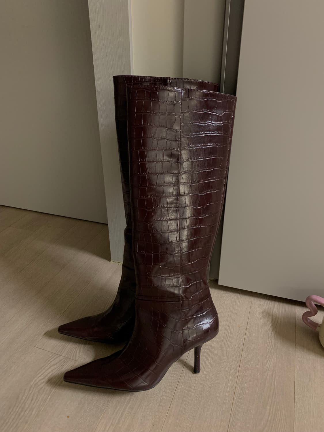 (새상품) 자라 버건디 레더 부츠 38 상품이미지2