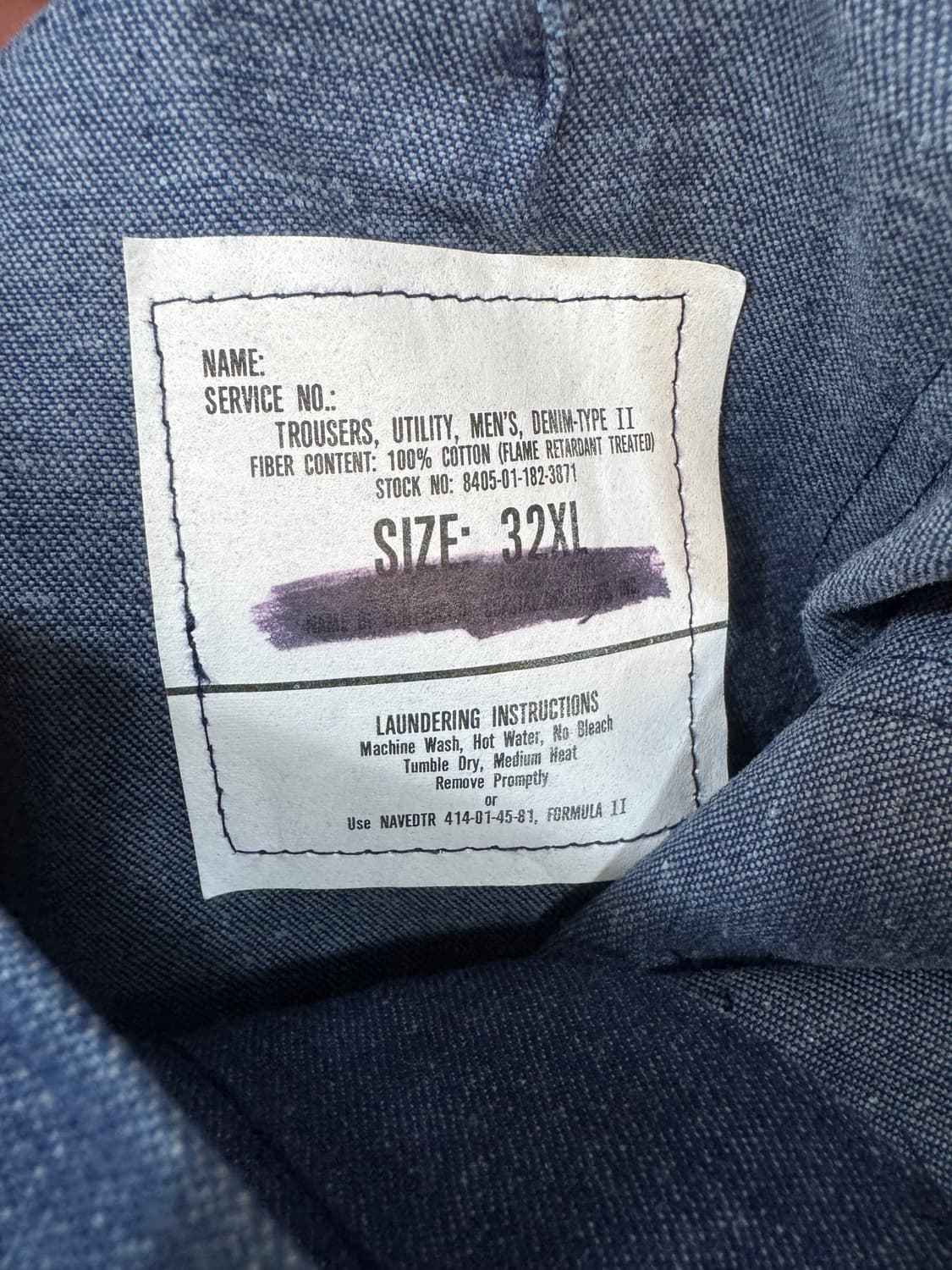 80s 미군 미해군 오리지널 usn 벨바텀 덩가레 세일러 데님 팬츠 상품이미지7