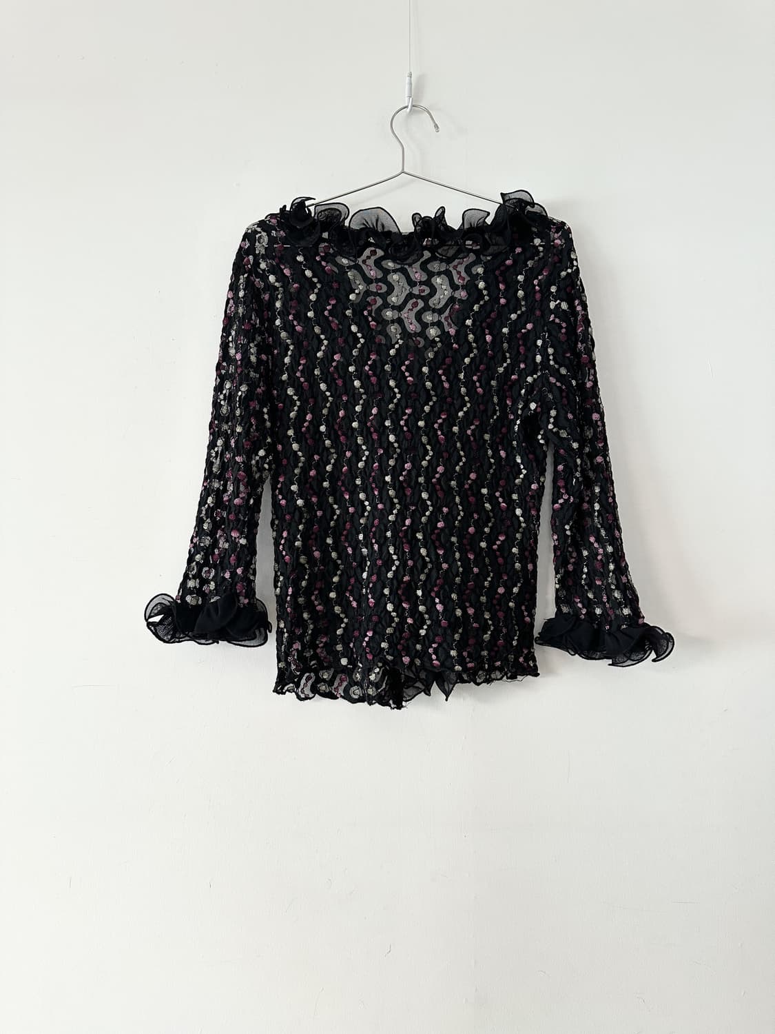 Color dot ruffle blouse 상품이미지3