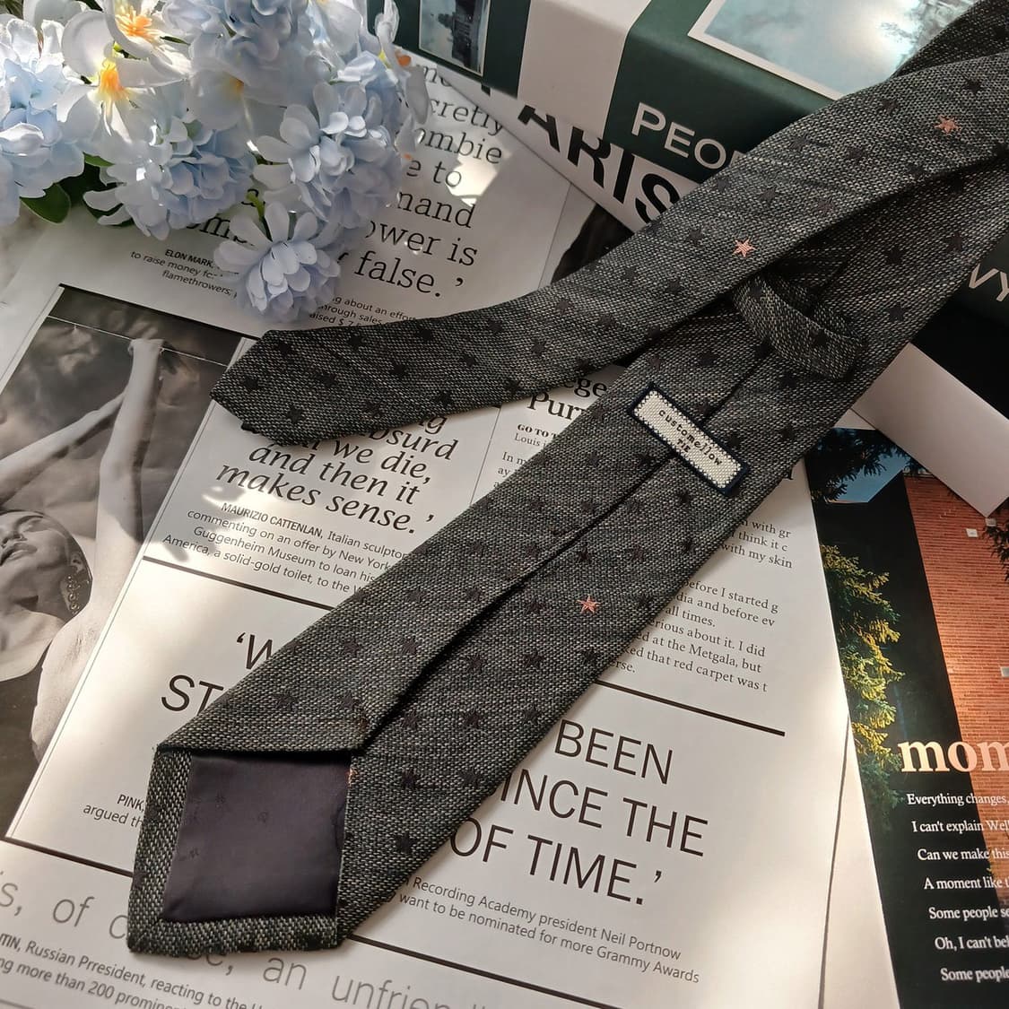 커스텀멜로우 혼방 그레이 도트 패턴 넥타이 7.1cm B등급 E854
 상품이미지3