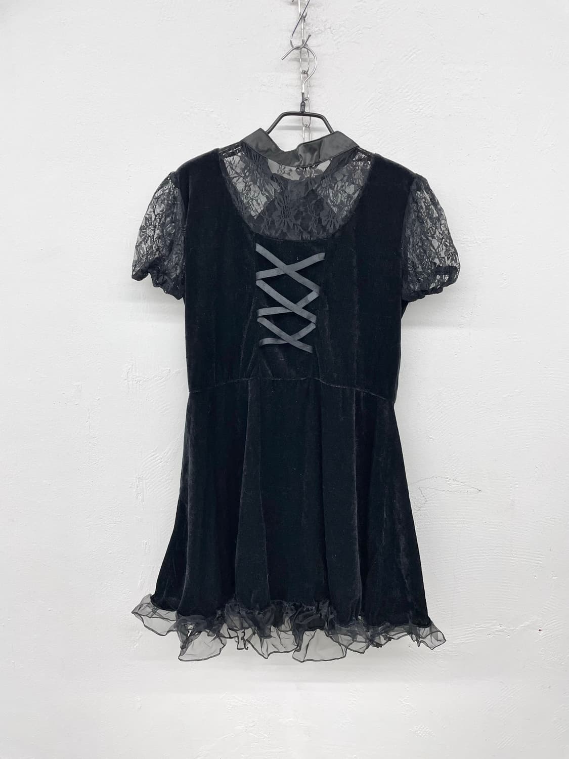 고딕 벨벳 레이스 리본 원피스 상품이미지2