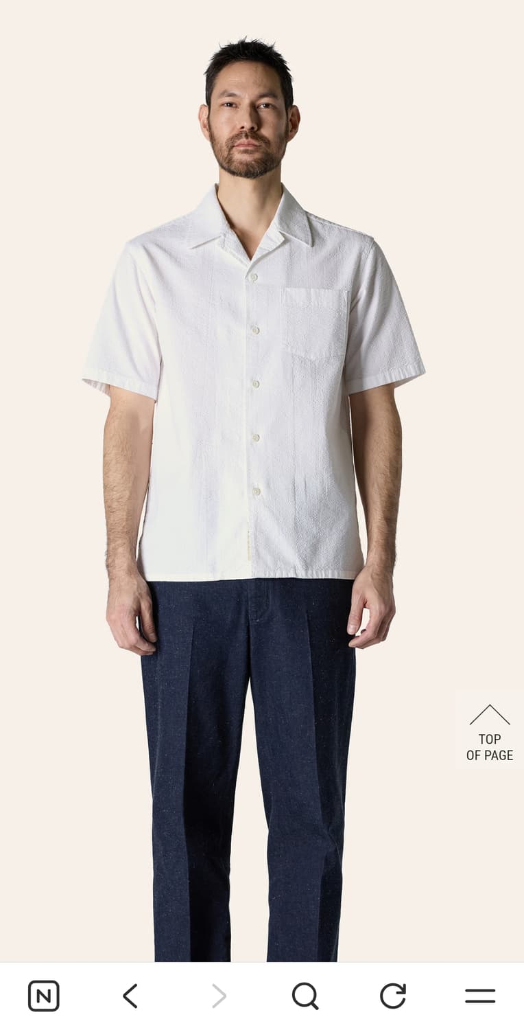 L) 바스통 232 시어서커 오픈칼라 화이트 반팔 상품이미지1