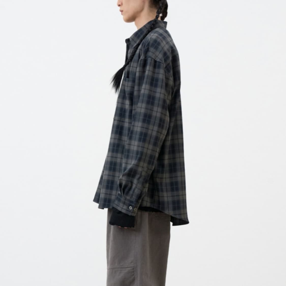 (3)아르반 올드 필름 체크 셔츠 세이지 카키 상품이미지5