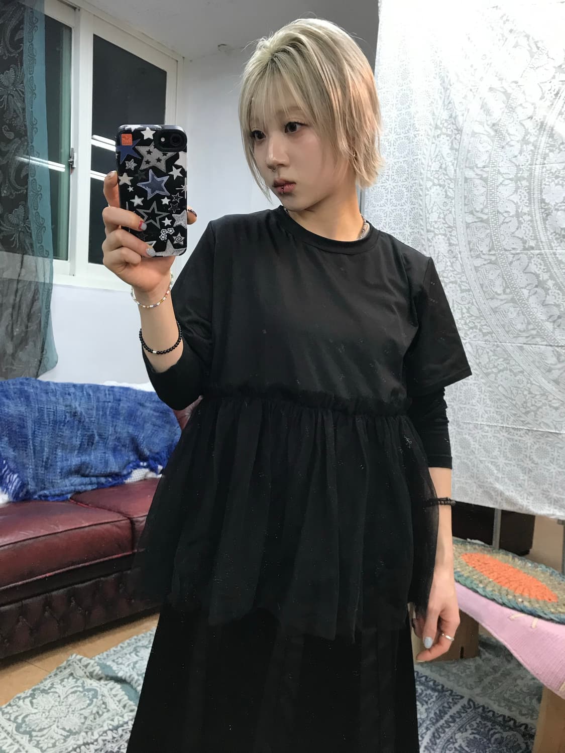 레이스 디테일 반팔 티  상품이미지1