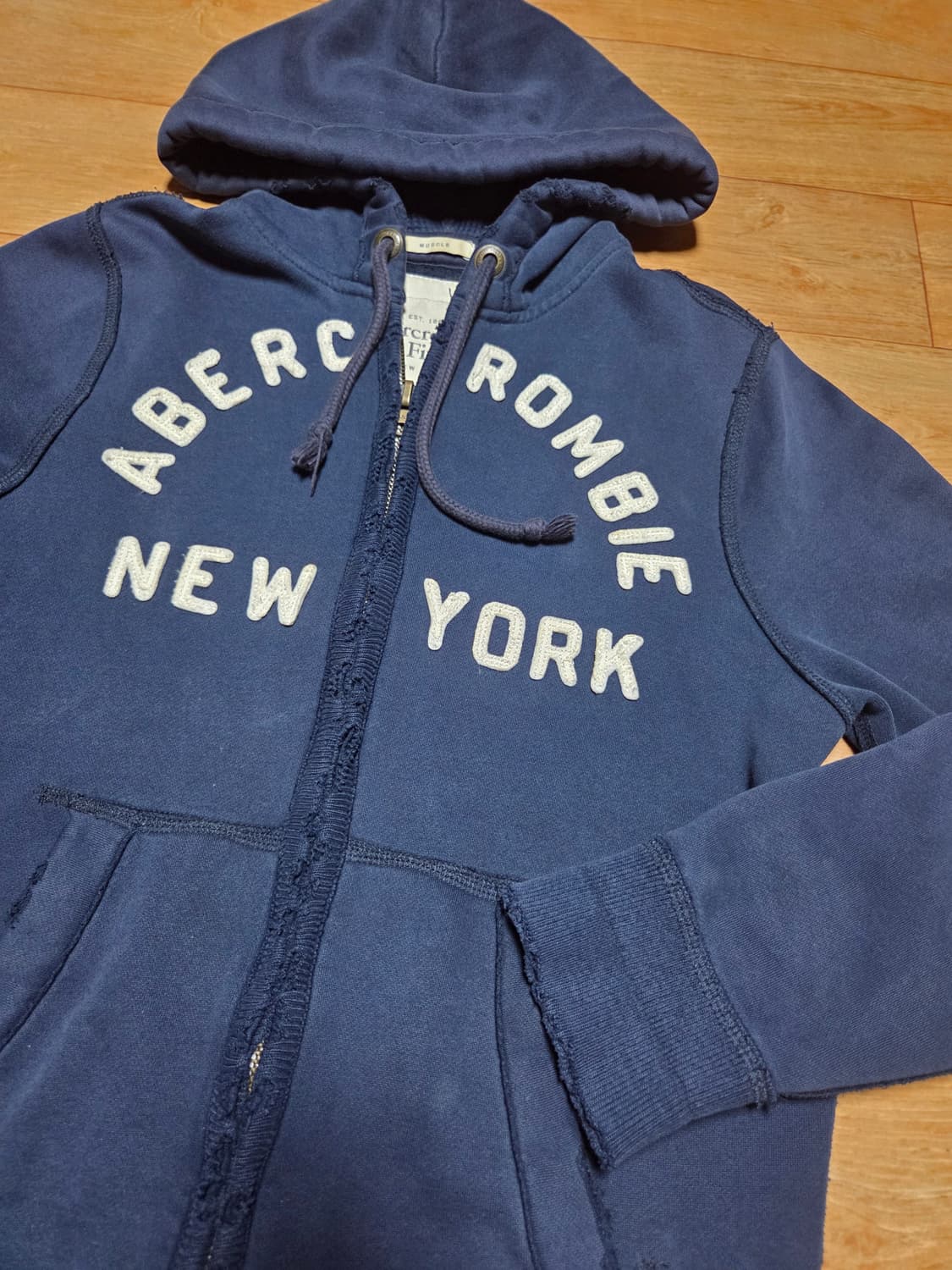 아베크롬비 네이비 원형로고 후드집업S 상품이미지1