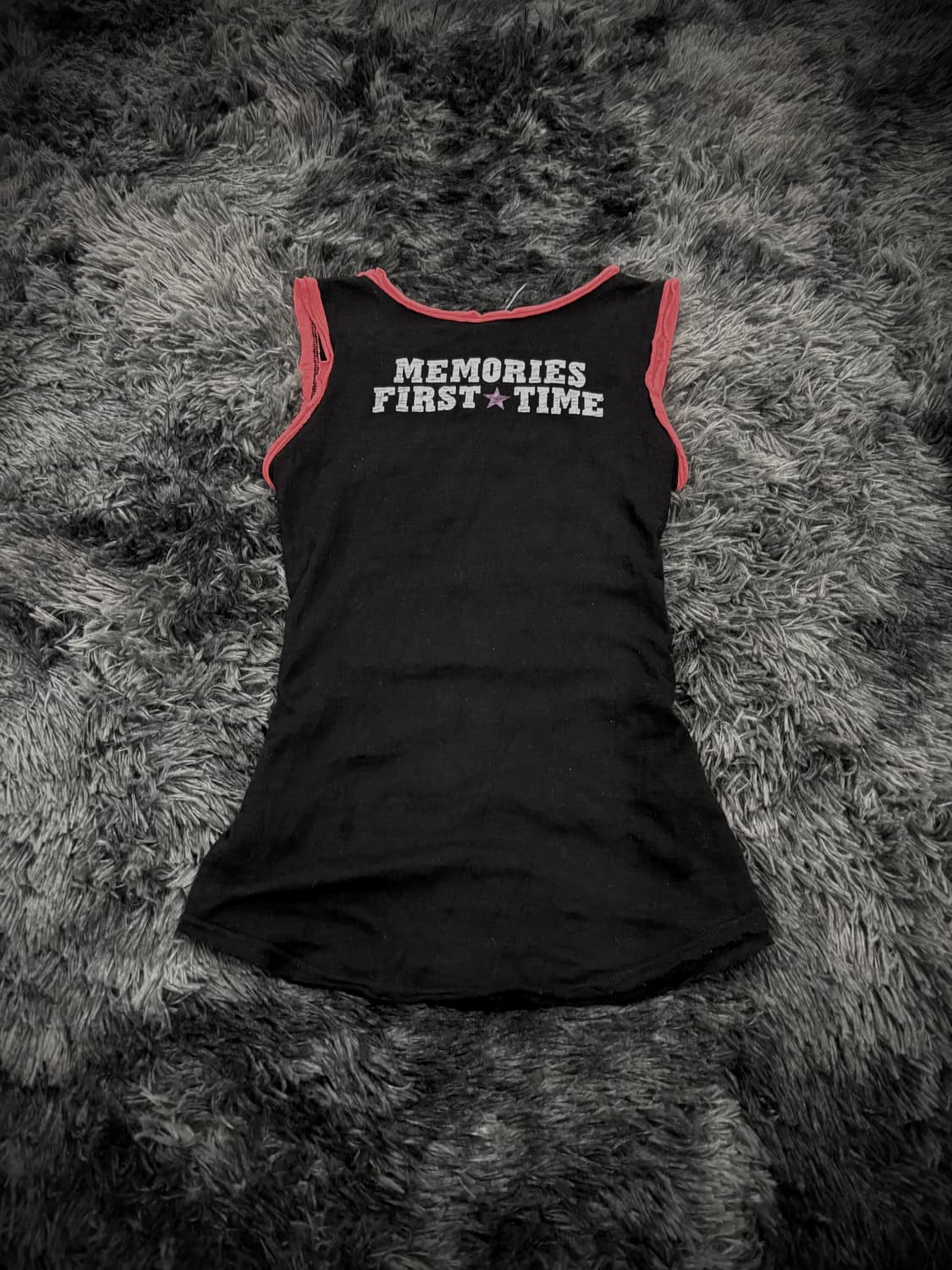 블랙 토끼해골레터링 레드포인트 펑크 슬리브리스 상품이미지2