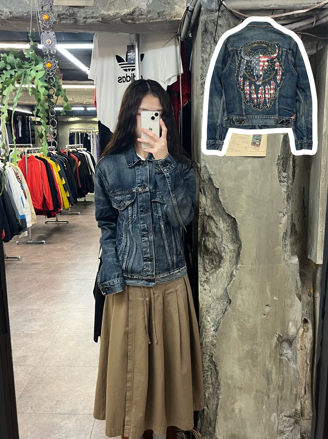 데님앤서플라이 랄프로렌 드림캐쳐 성조기 데님 자켓 XS #csz1878  상품이미지1