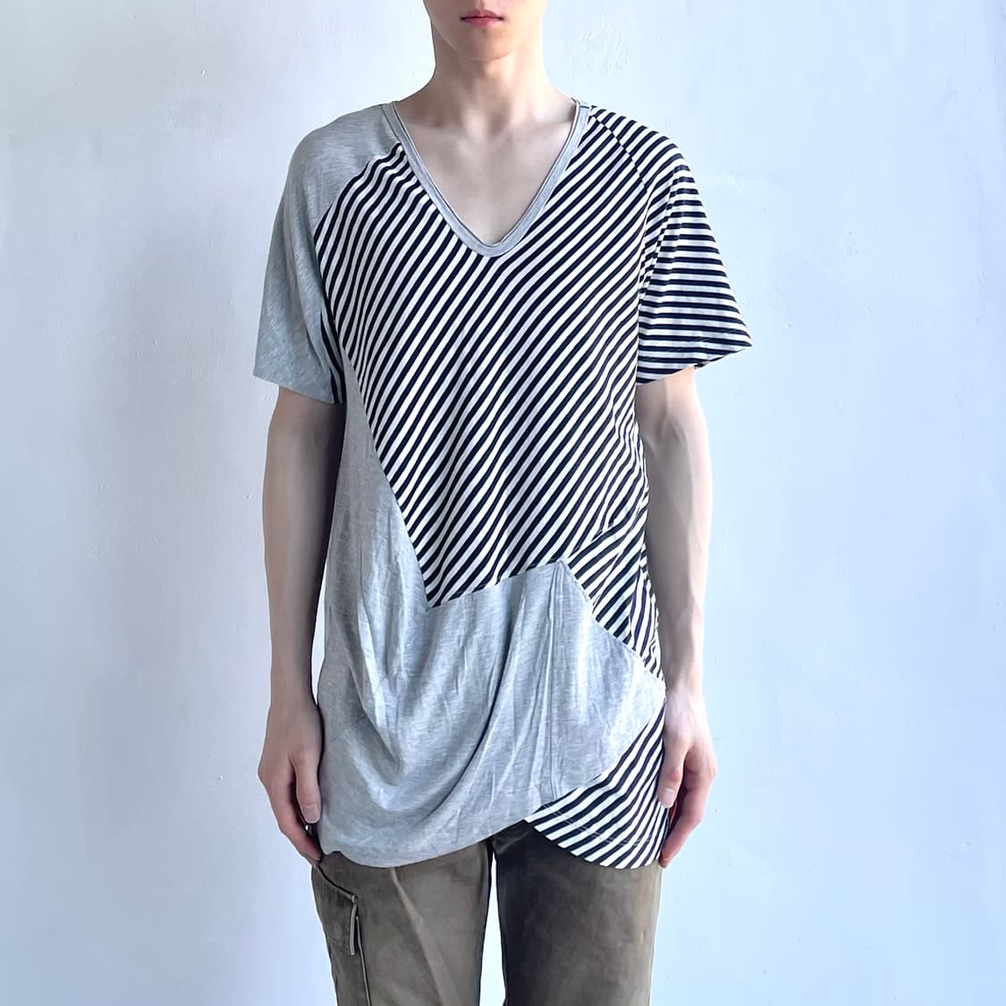 알렉산더맥퀸 비대칭 드레이프 티셔츠 상품이미지1