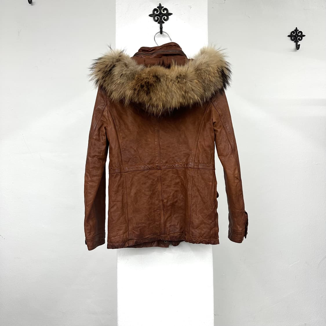 caramel sheep skin leather fur jacket 상품이미지4