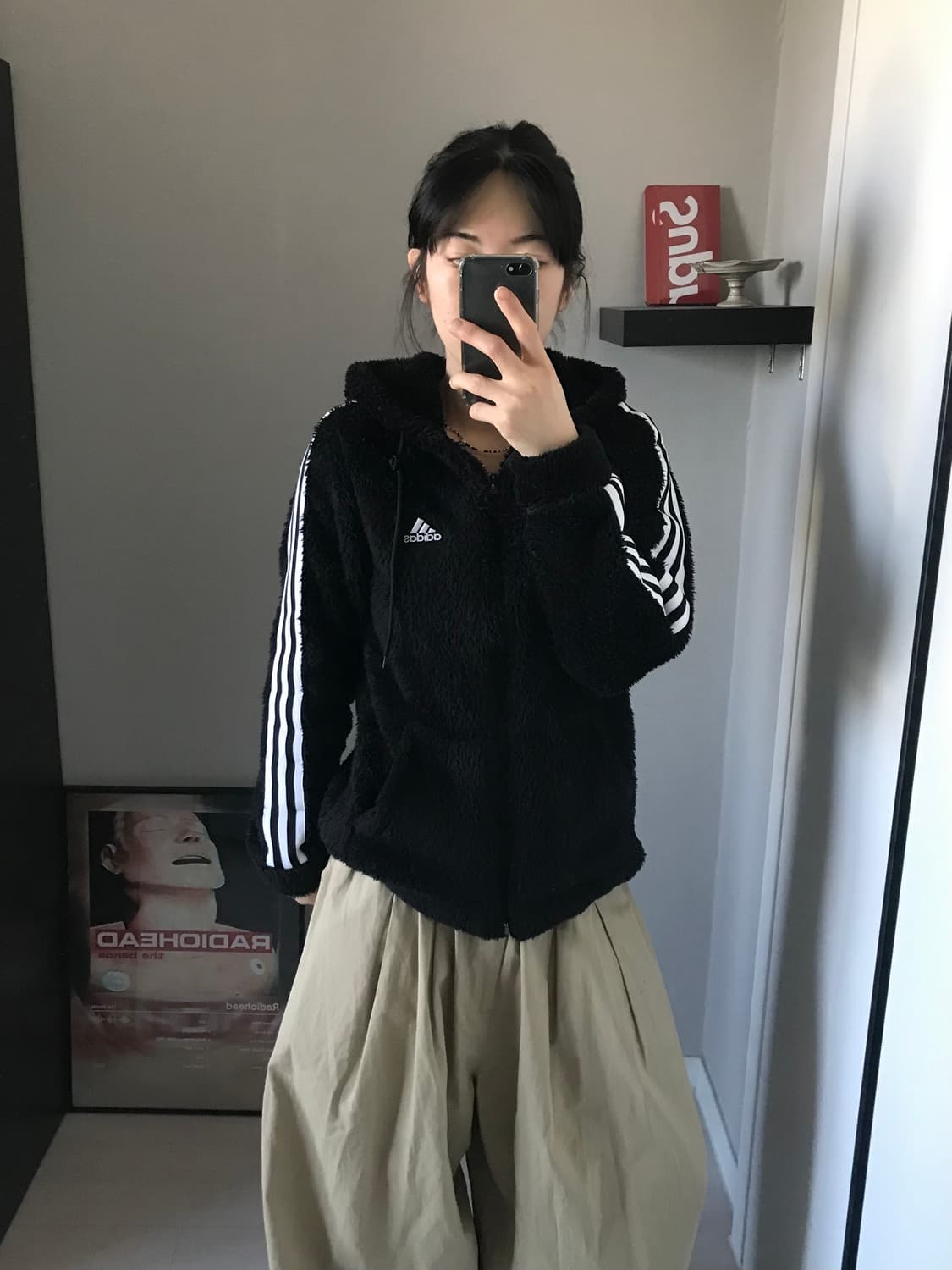 아디다스 삼선로고 사이드라인 플리스 후드집업 상품이미지2