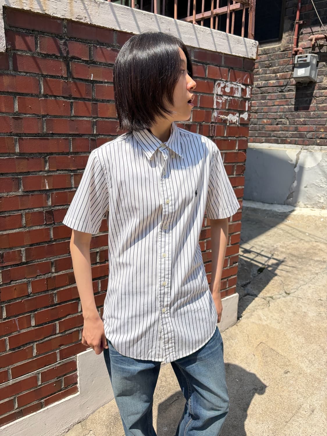 Polo Ralph Lauren 핀 스트라이프 반팔 셔츠 S 상품이미지2