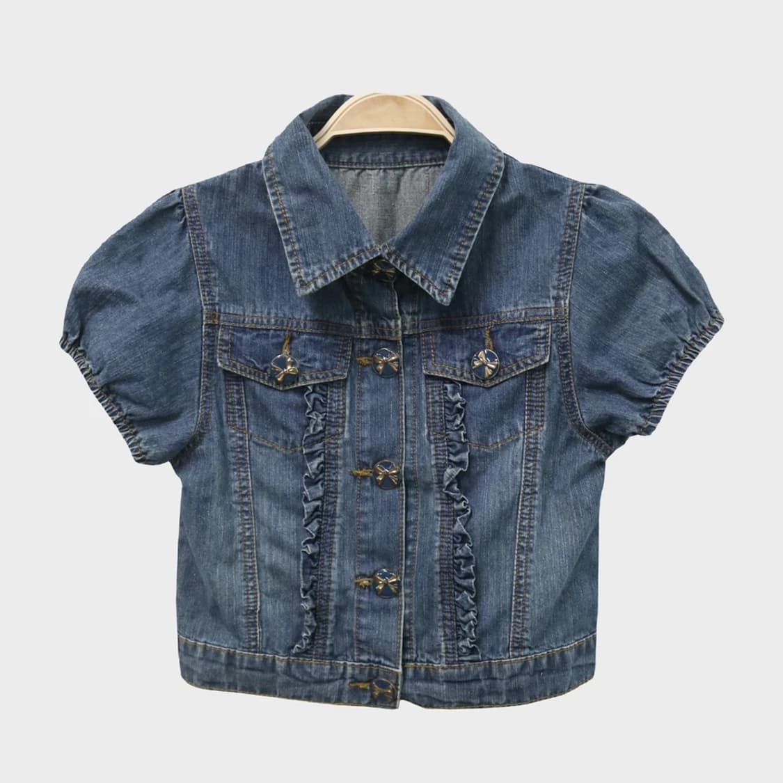 셔링 크롭 데님 자켓 67173 상품이미지1