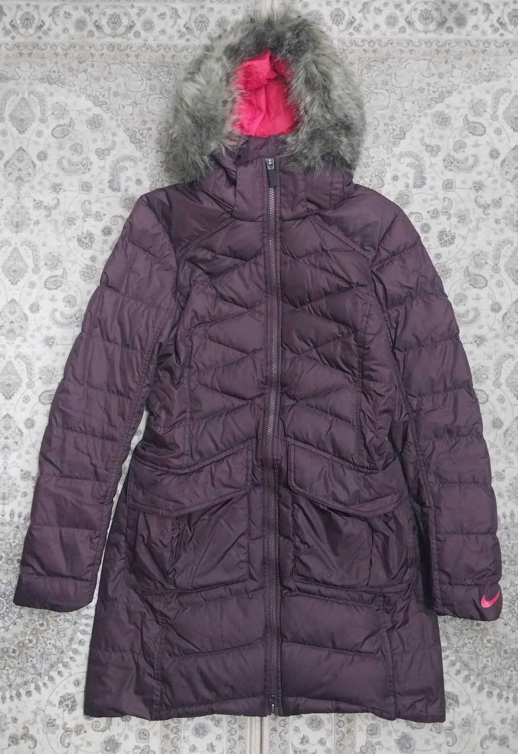 나이키 얼라이언스 버건디 롱 패딩 M (후드분리됨) 상품이미지1