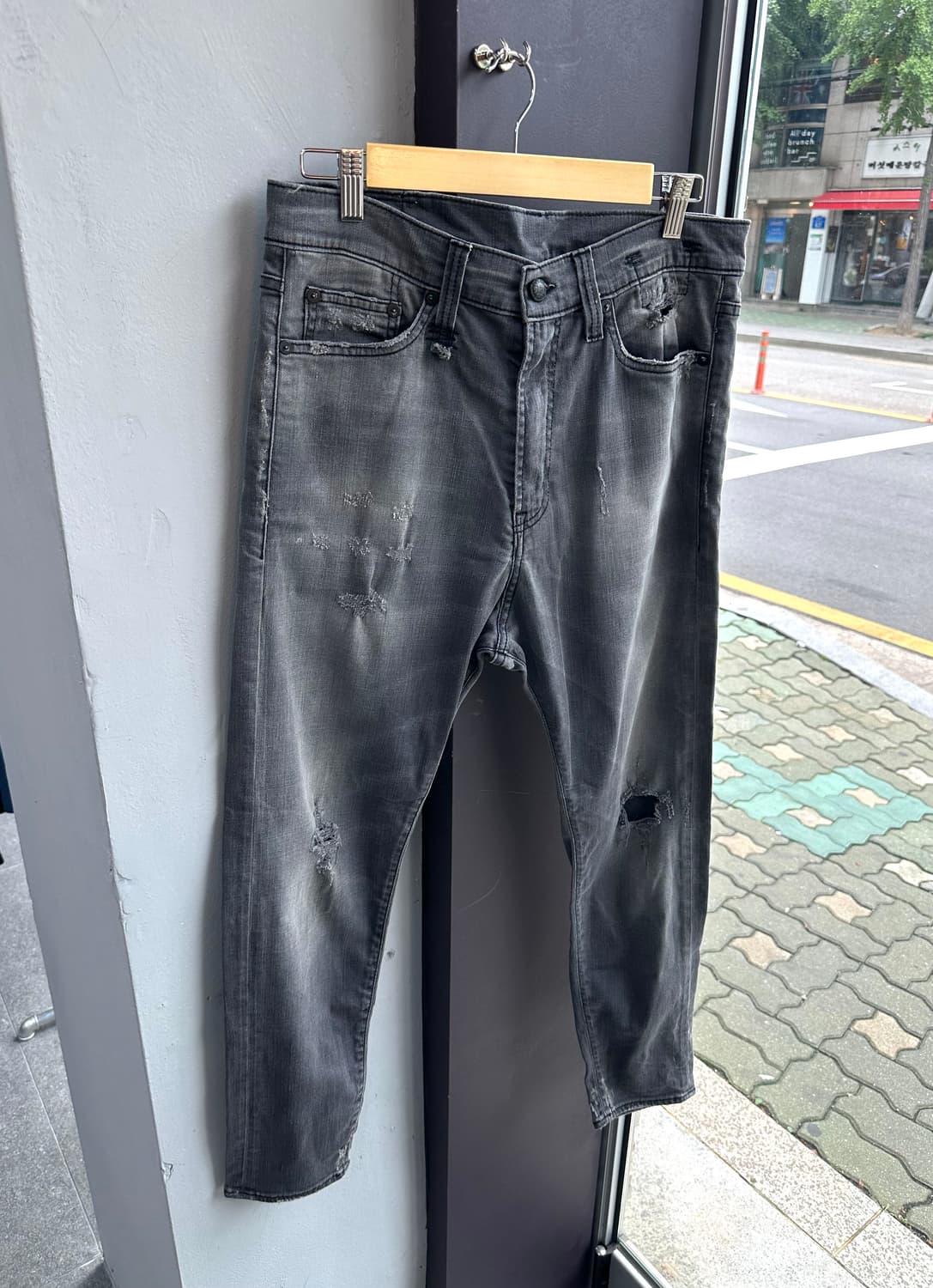 32/ R13 레더패치 디스 드롭 팬츠 상품이미지2
