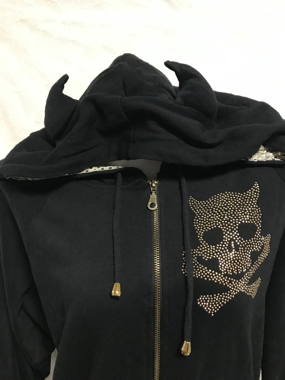 빈티지 갸루 펑크 해골 큐빅 스팽글 후드 집업 상품이미지9