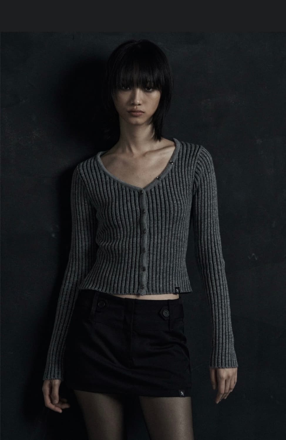 시너진 믹스드 컬러 가디건 그레이 상품이미지1