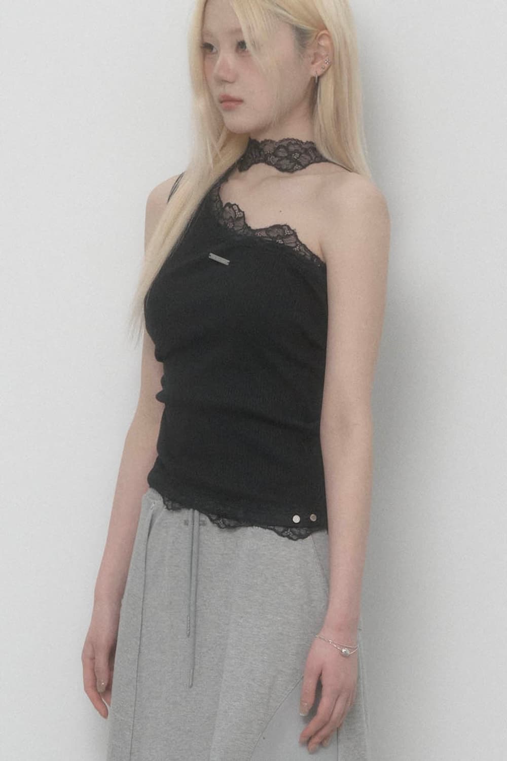 에트오소메 Lace One-shoulder Top 상품이미지2