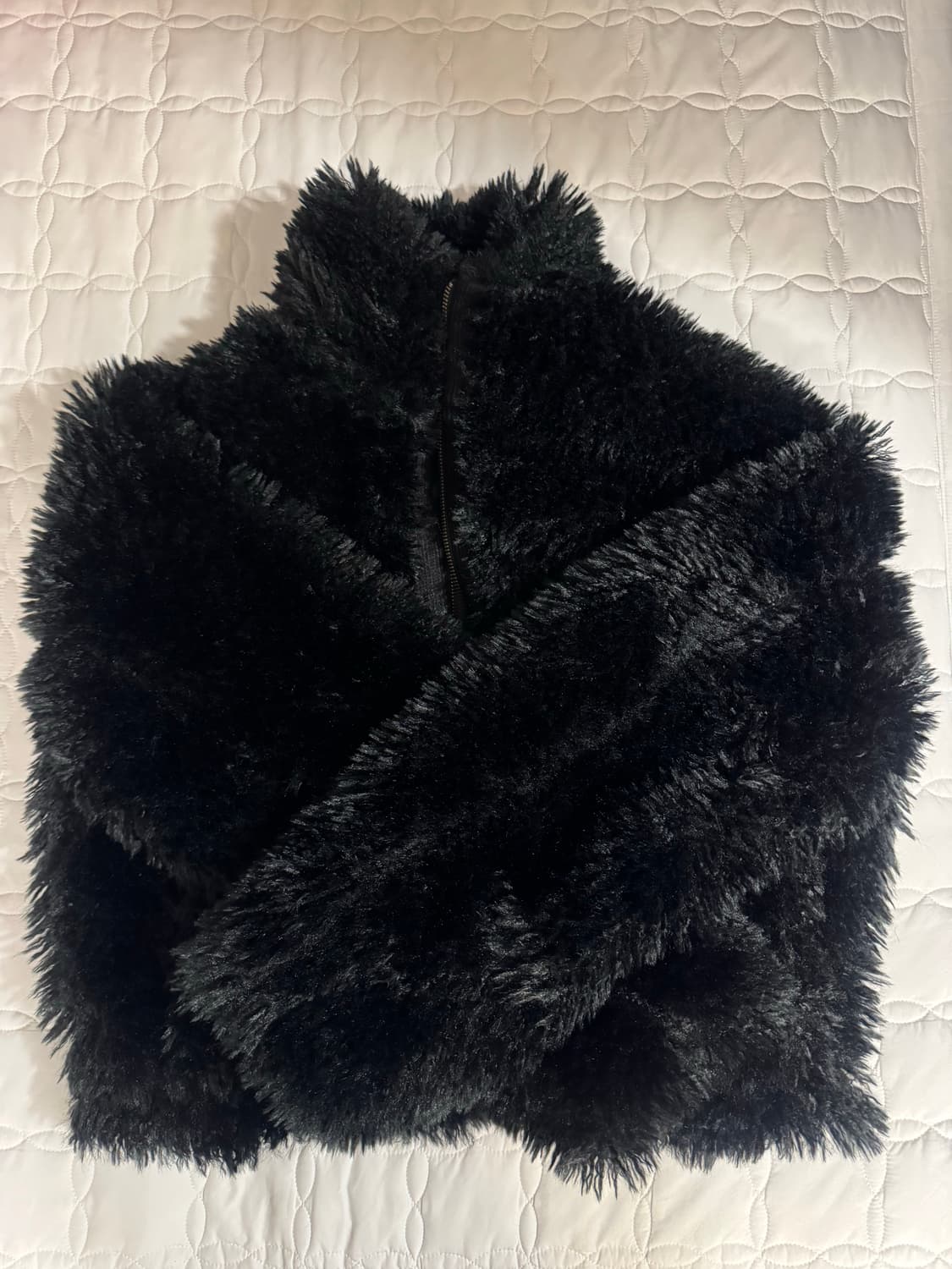 무신사 스탠다드 우먼즈 신세틱 플러피 퍼 집업 재킷 블랙 m 상품이미지2