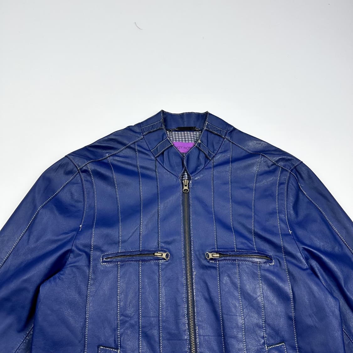 VTG 빈티지 소가죽 블루 레이싱 가죽자켓 (L) 상품이미지1