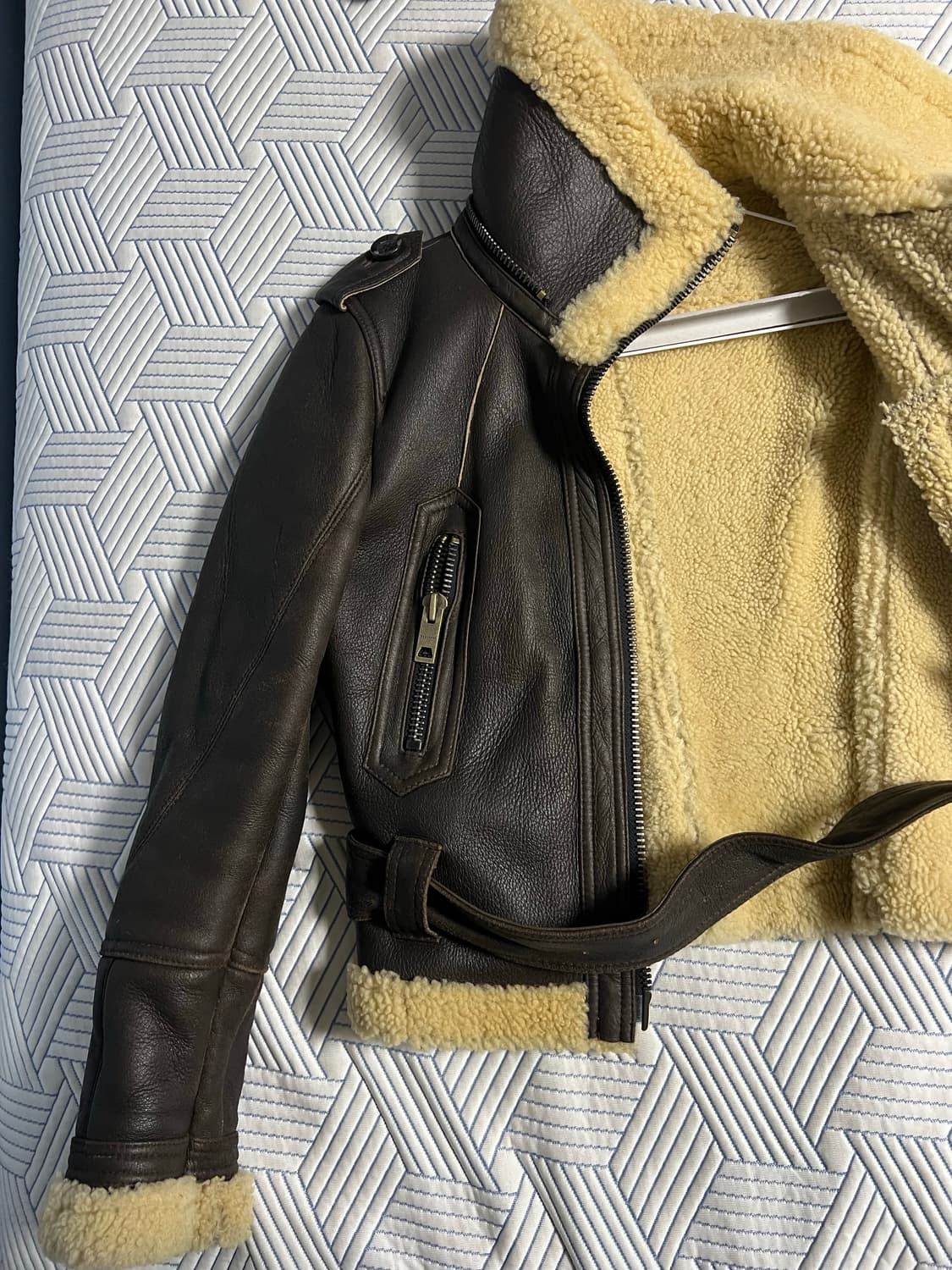 천연 가죽 무스탕 자켓 브라운 상품이미지3