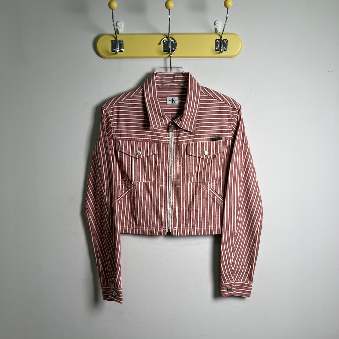 CK 캘빈클라인 스트라이프 크롭 데님 자켓 S 상품이미지1