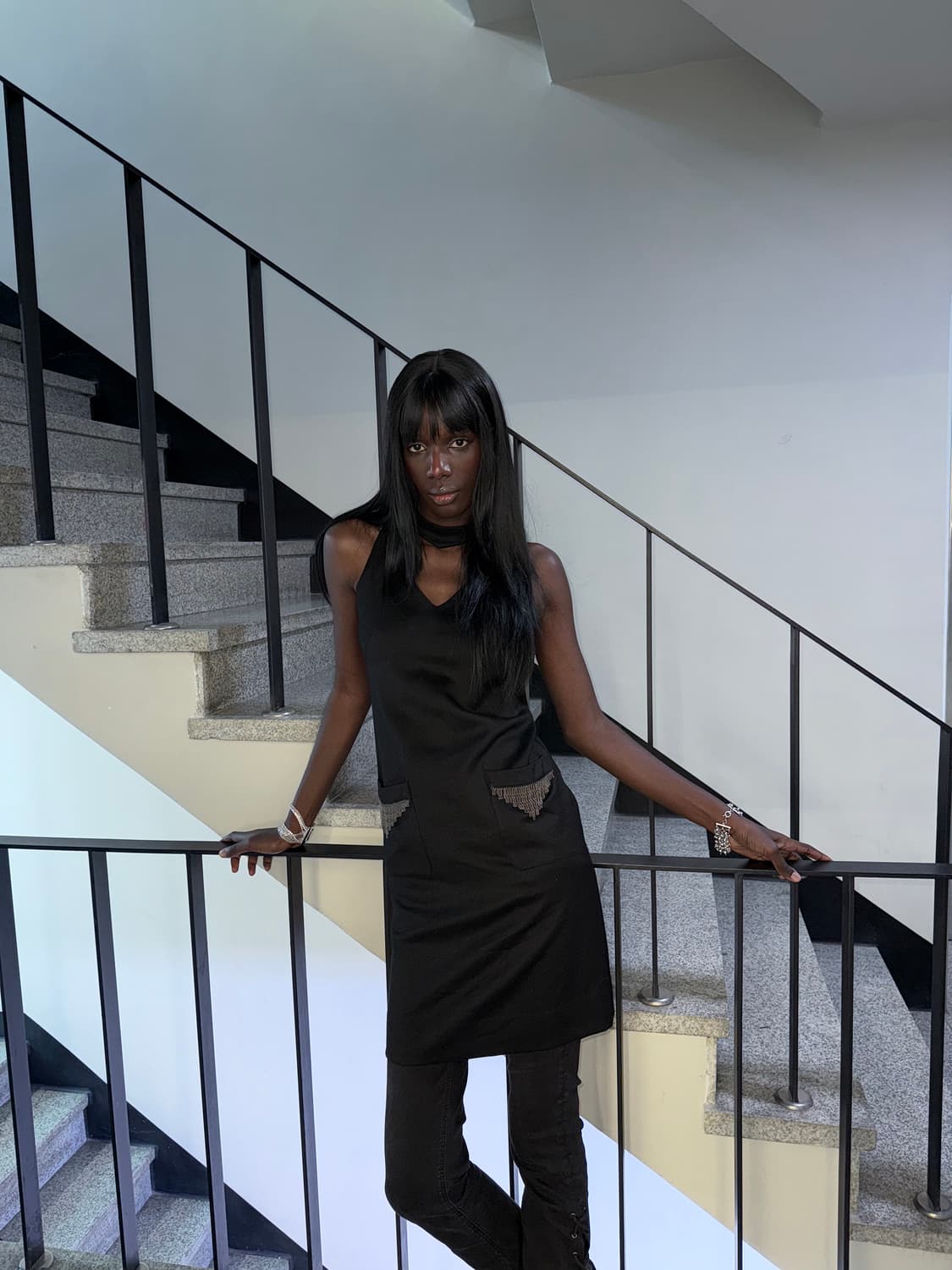 chain porket wool dress 상품이미지1