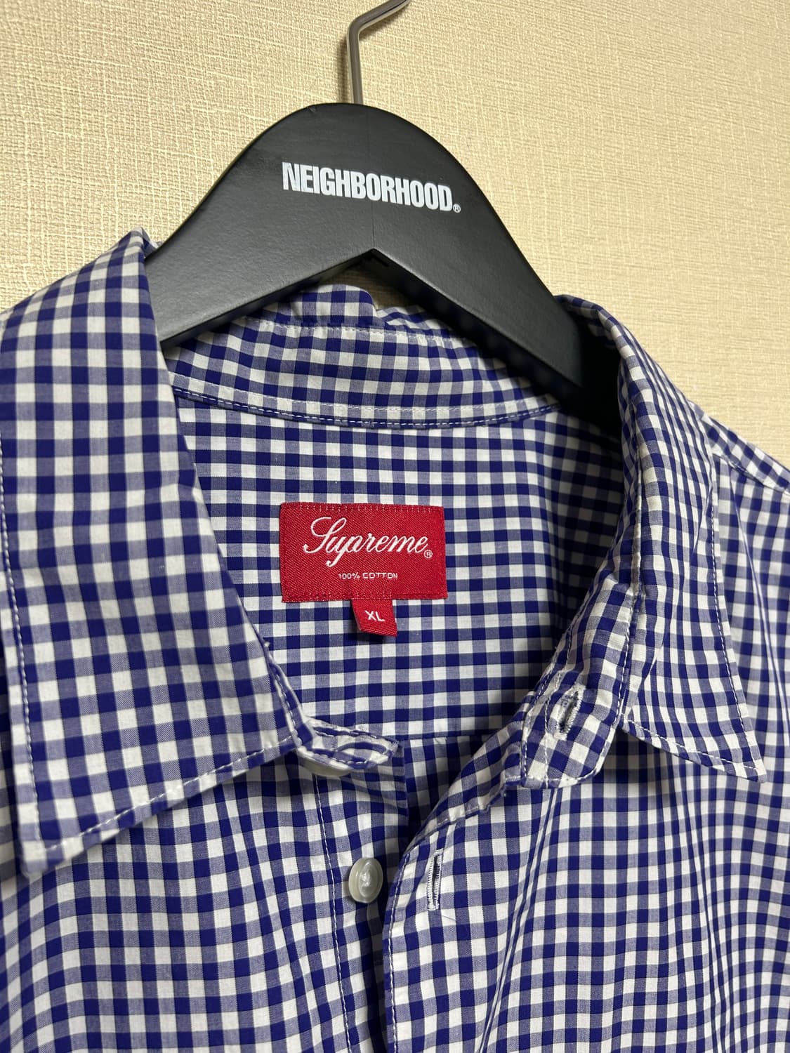 [XL] 슈프림 21ss 깅엄 체크 셔츠 네이비 상품이미지3