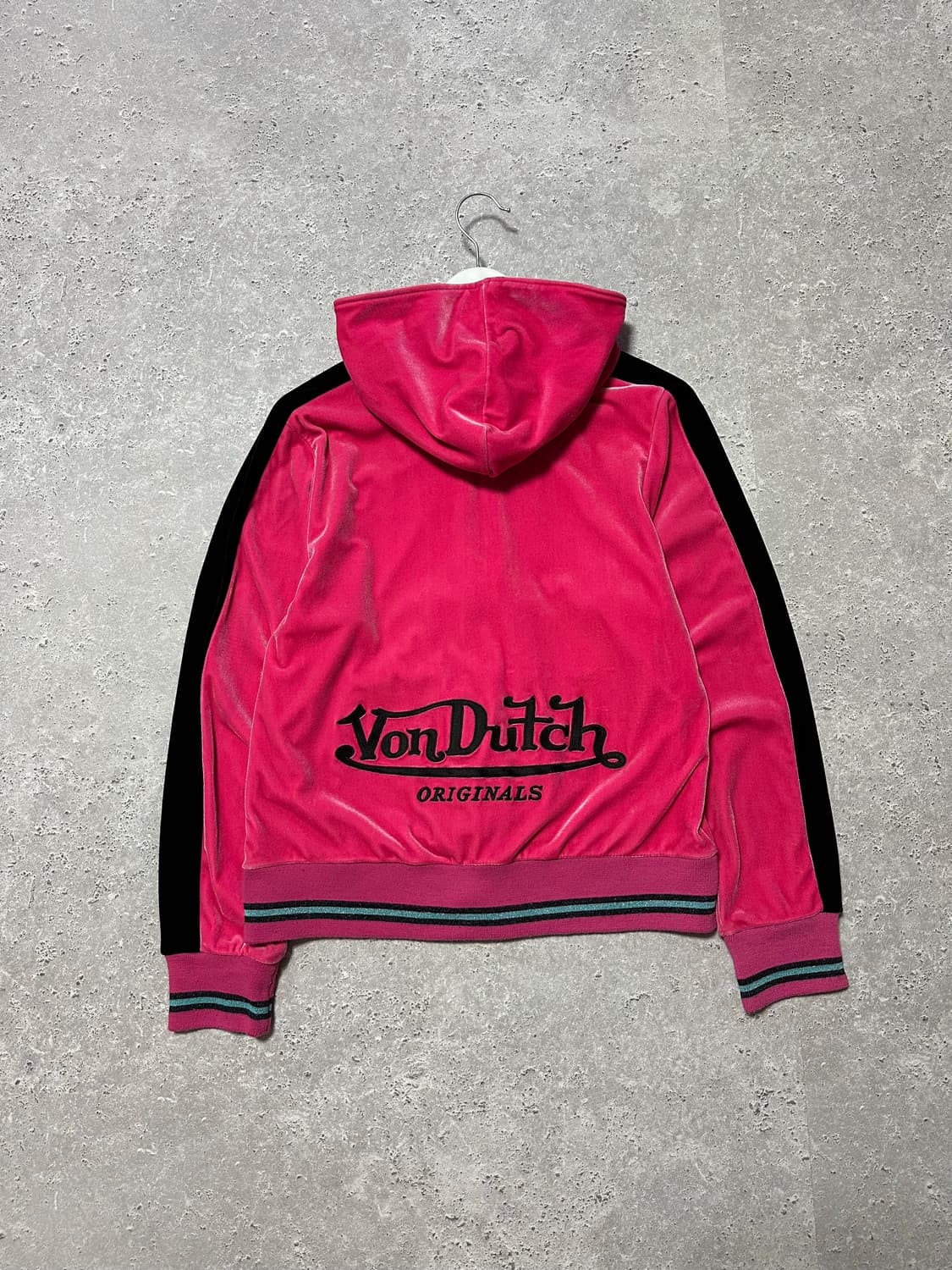 본더치 백로고 벨벳 핑크 후드집업 상품이미지2