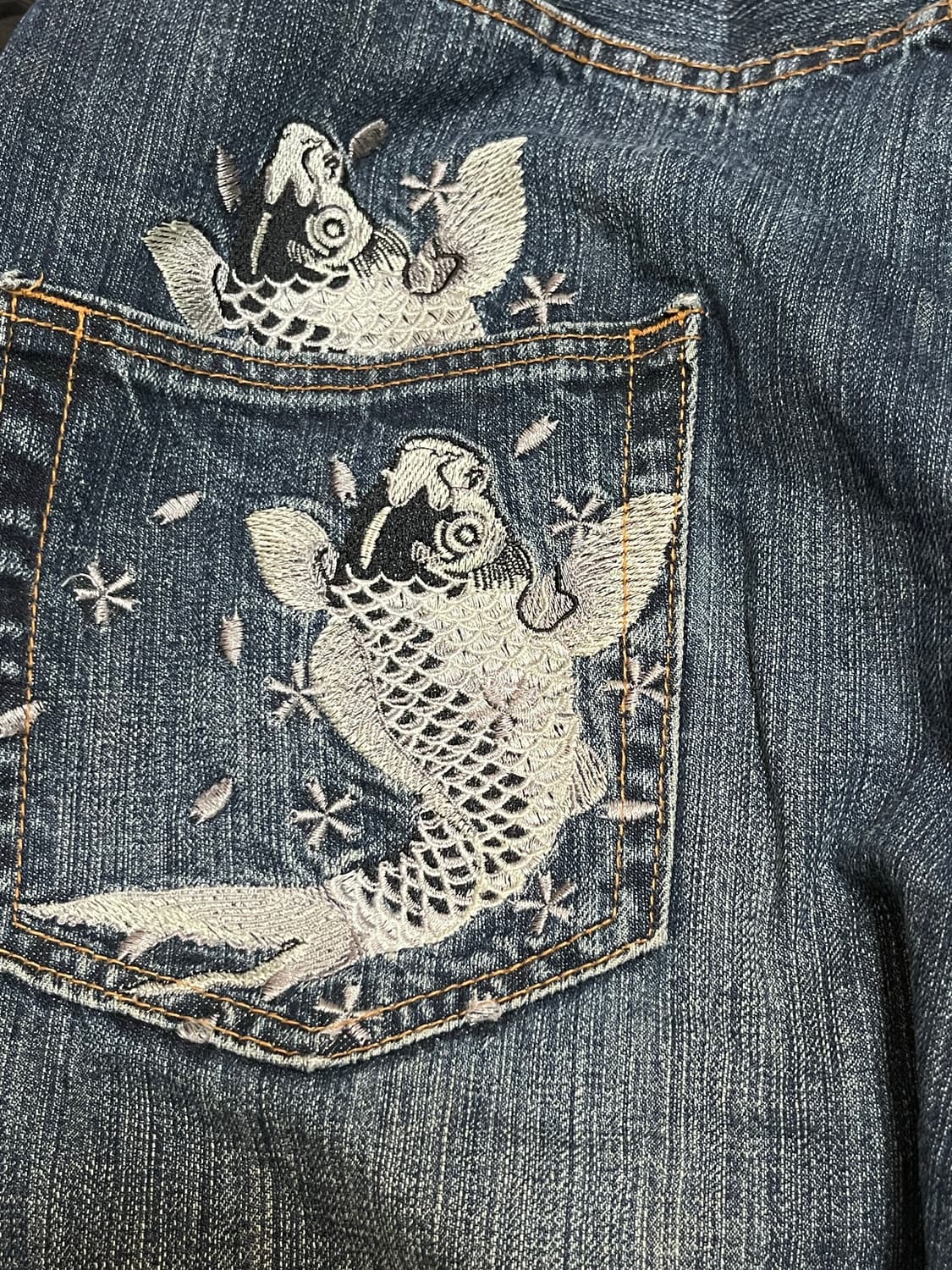 오리엔탈 잉어 자수 데님 상품이미지6