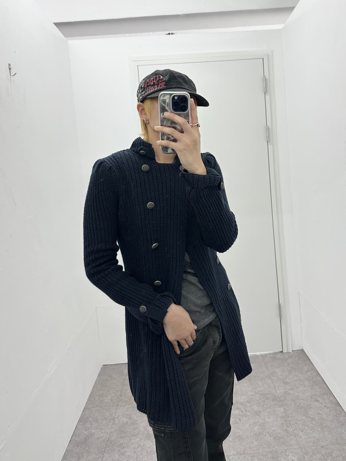 Silver double breasted button cardigan 상품이미지2