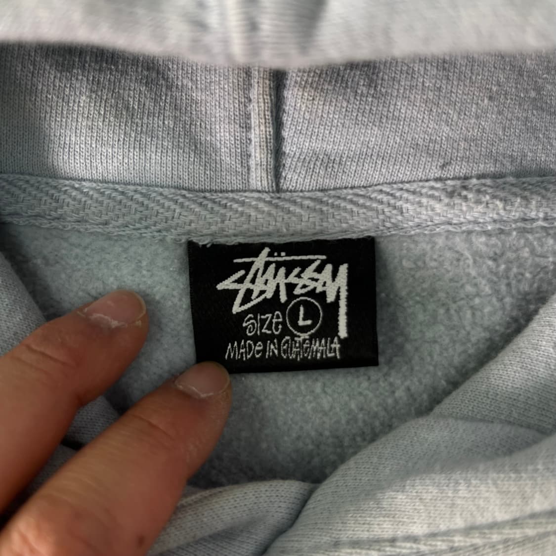 105 스투시 베이직 피그먼트 다이드 라이트블루 후드티 상품이미지4