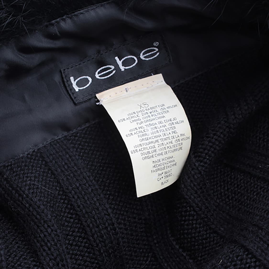 베베 블랙 레빗 퍼 집업 가디건 44 상품이미지3