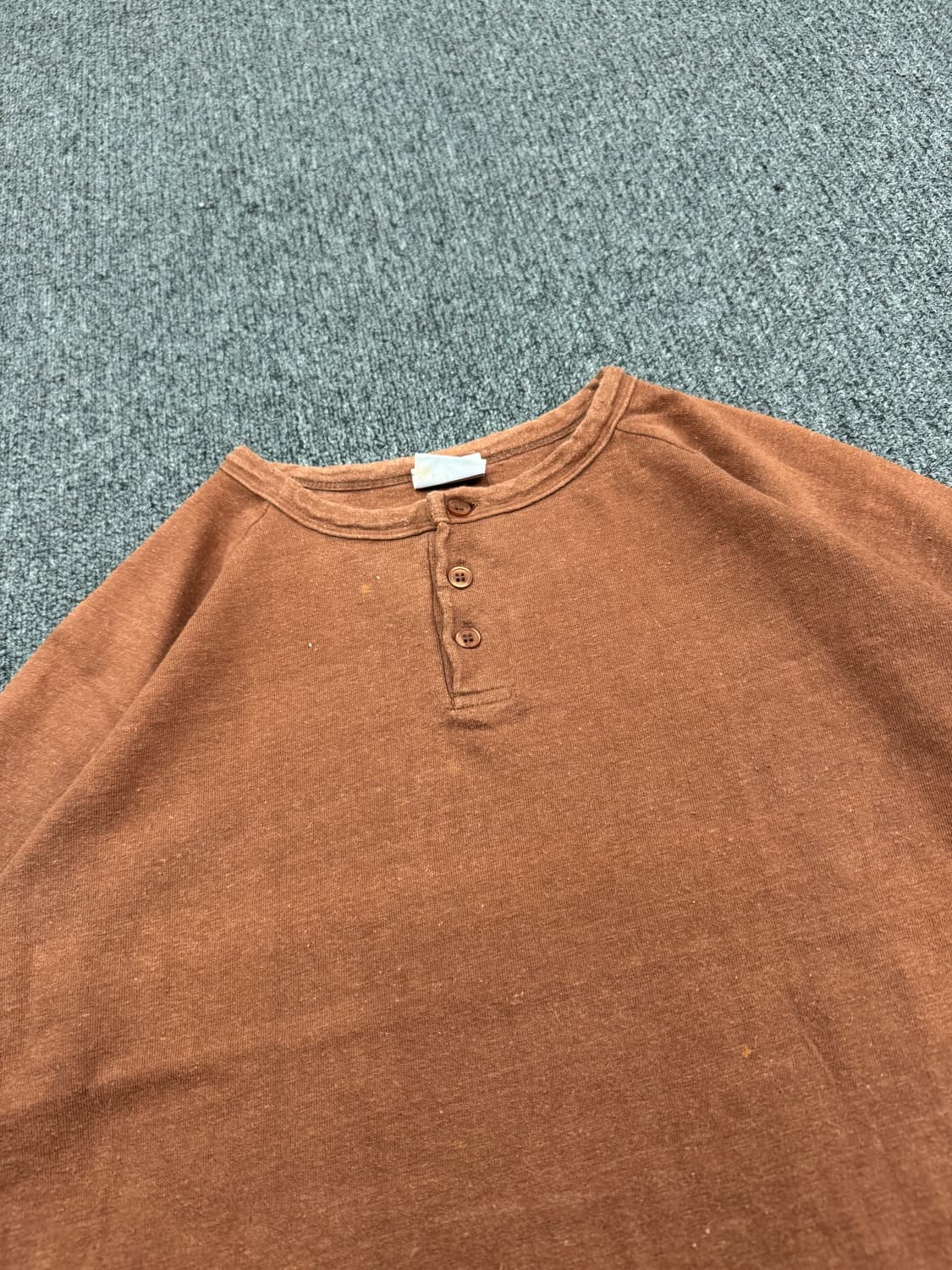 M)Japanese vintage 브라운 헨리넥 반팔 상품이미지2