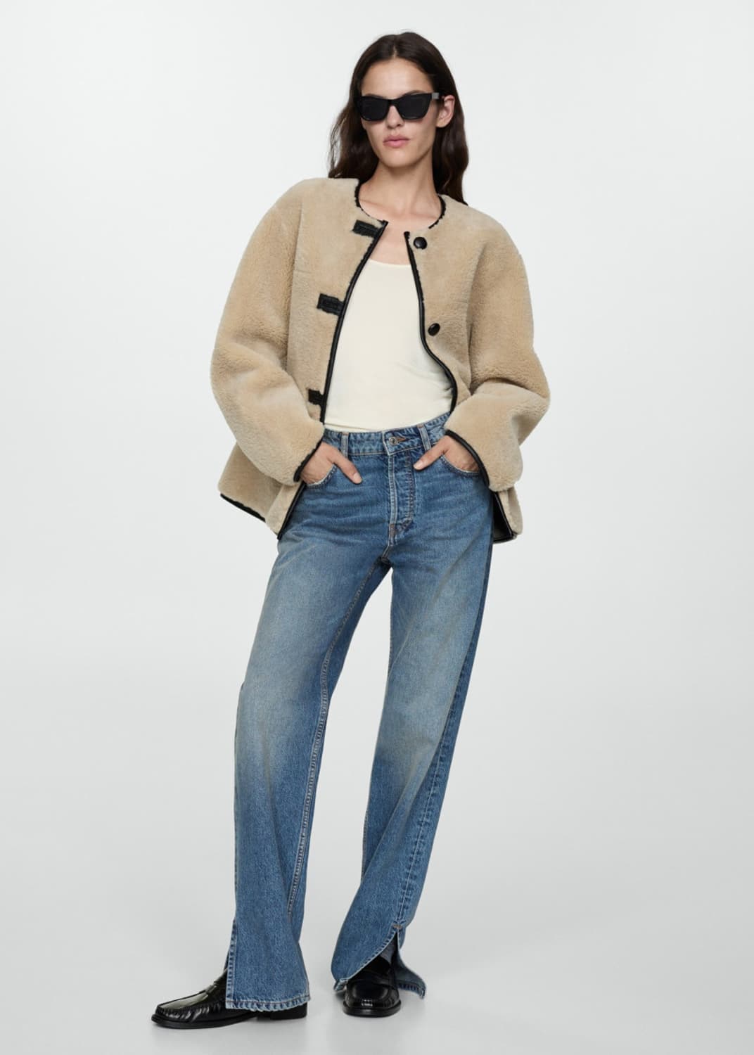 새상품 MANGO 망고 쇼트 퍼이펙트 코트 에크루 S사이즈 7709791 상품이미지3