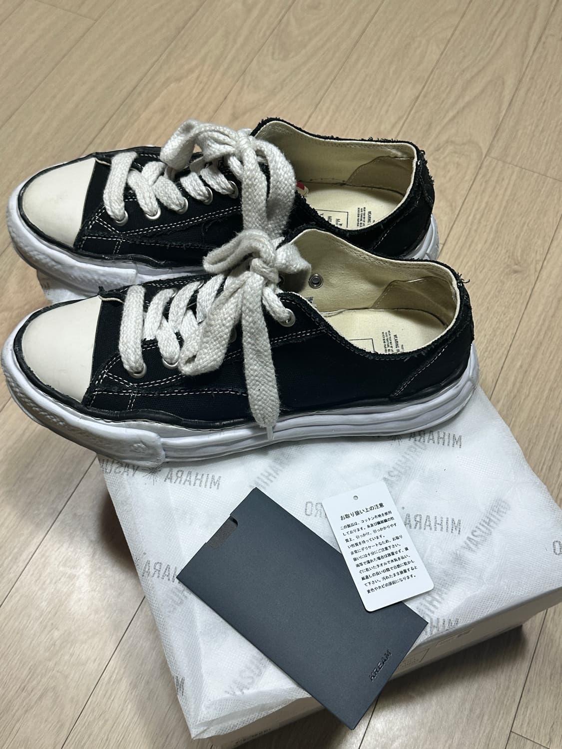 메종 미하라 야스히로 피터슨 OG 솔 캔버스 로우 스니커즈 블랙 상품이미지7