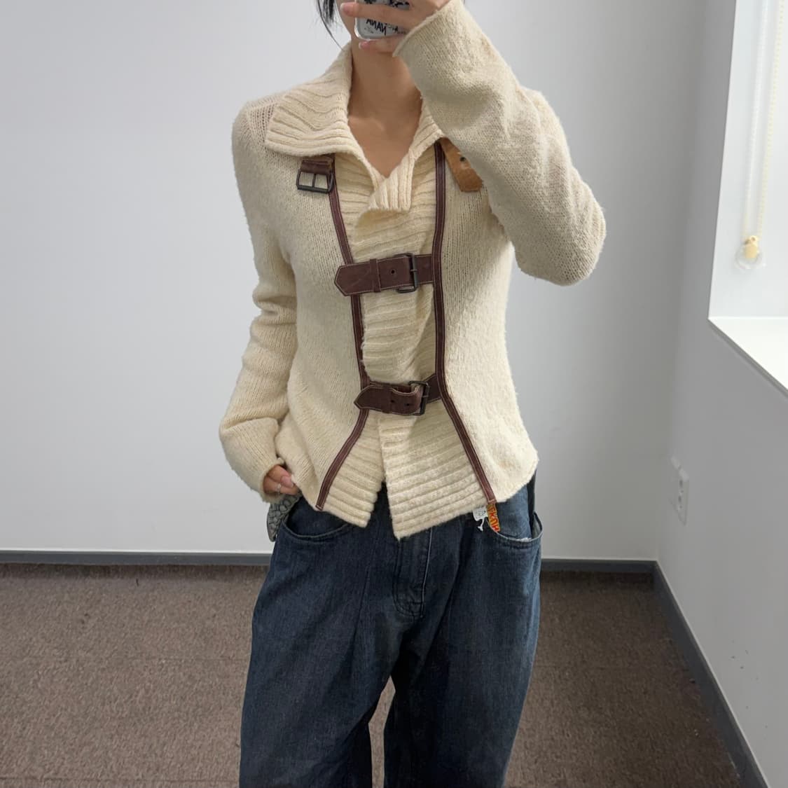 Armani exchange 아르마니 레더 버클 가디건  상품이미지1