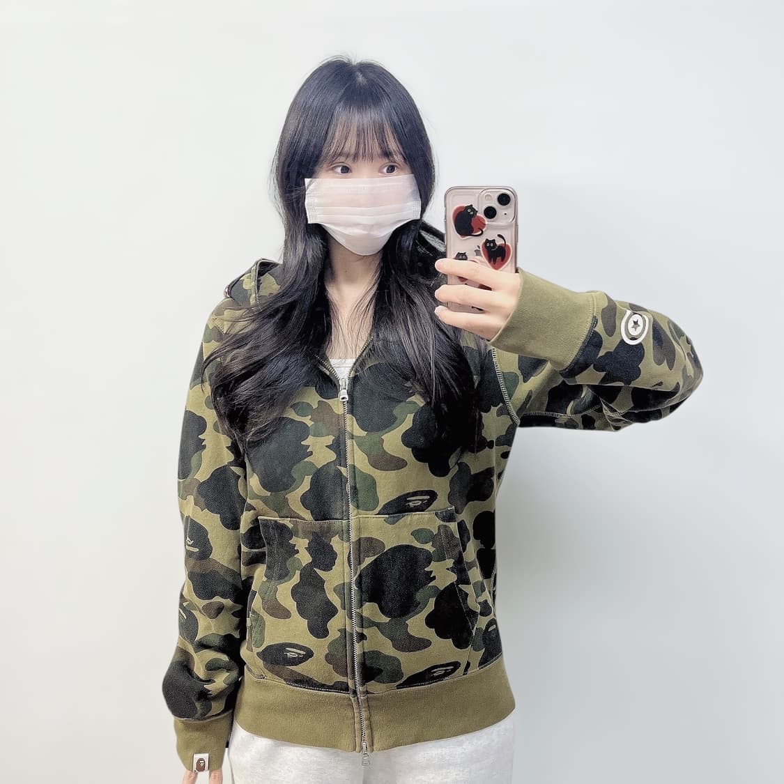 베이프 Bape 1st 녹계 카모 샤크 풀 후드집업 상품이미지1