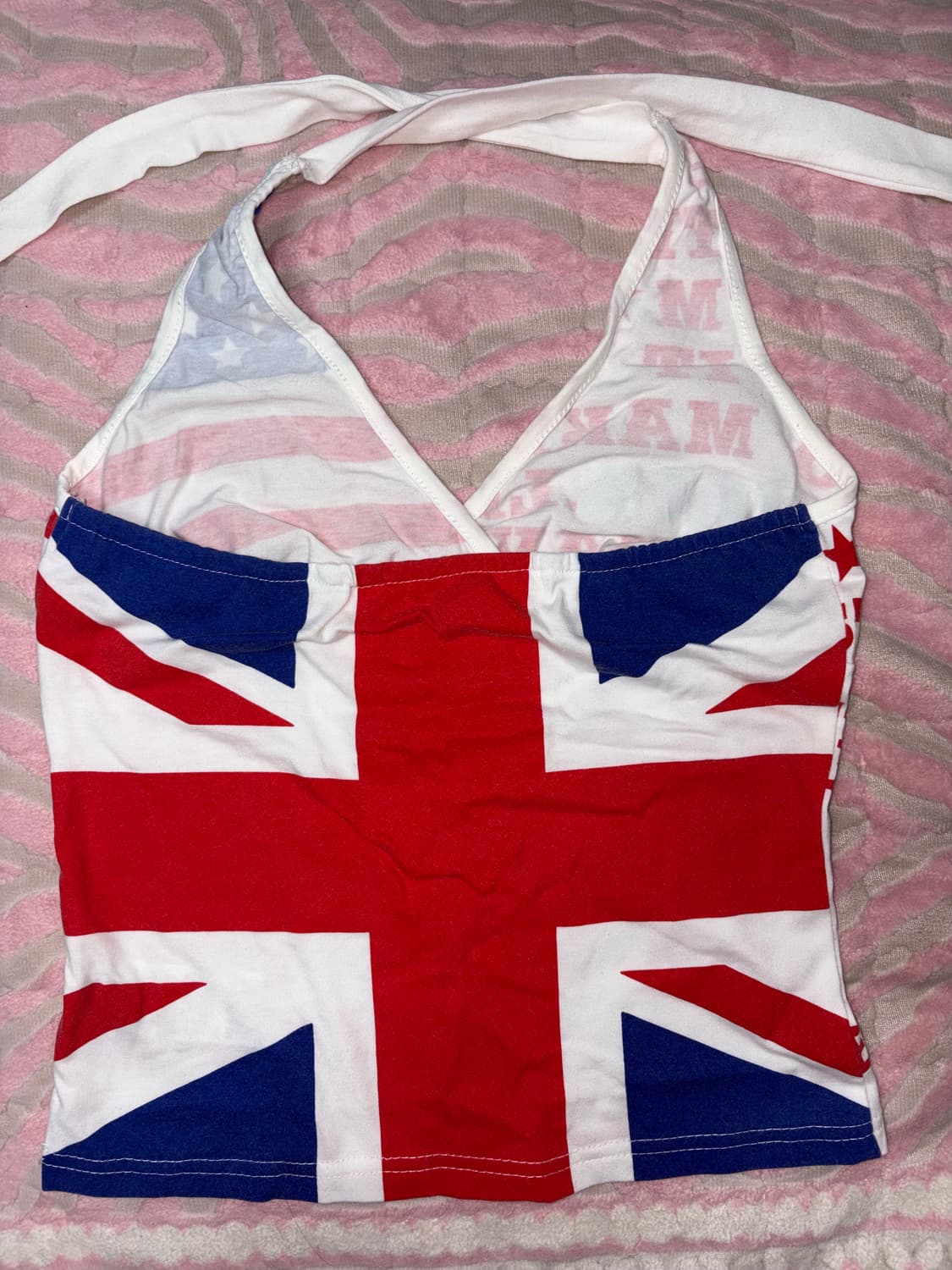 레터링×성조기 믹스 홀터넥 탑 팝걸 스타일  핫걸 바이브 갸루  상품이미지2